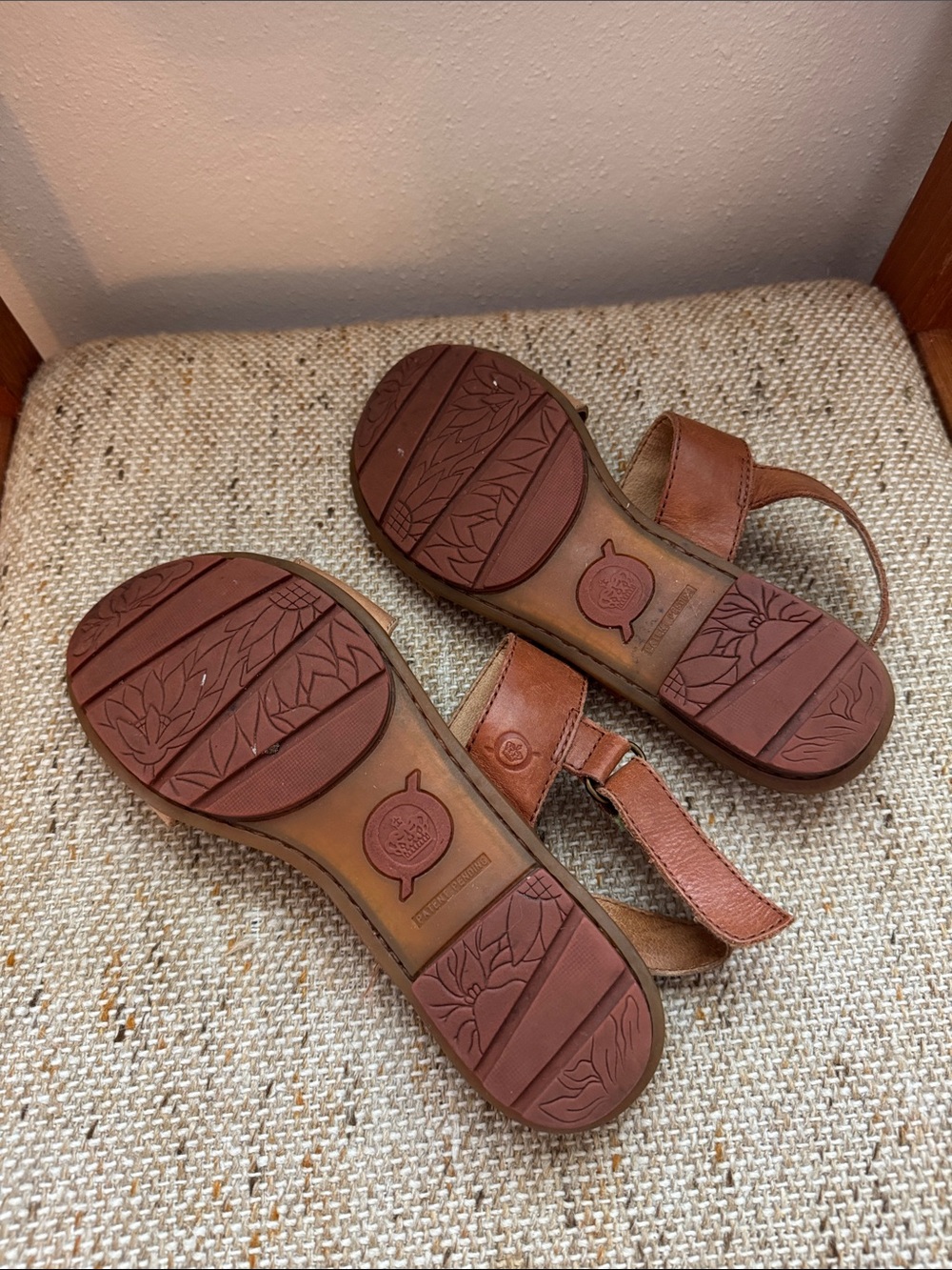 Born Two-Tone Tan and Brown Leather Strap Sandals - Picture 2 of 3